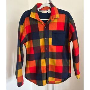 Vintage Blanket Plaid Flannel Shacket Shirt Jacket S/M Women Button Up